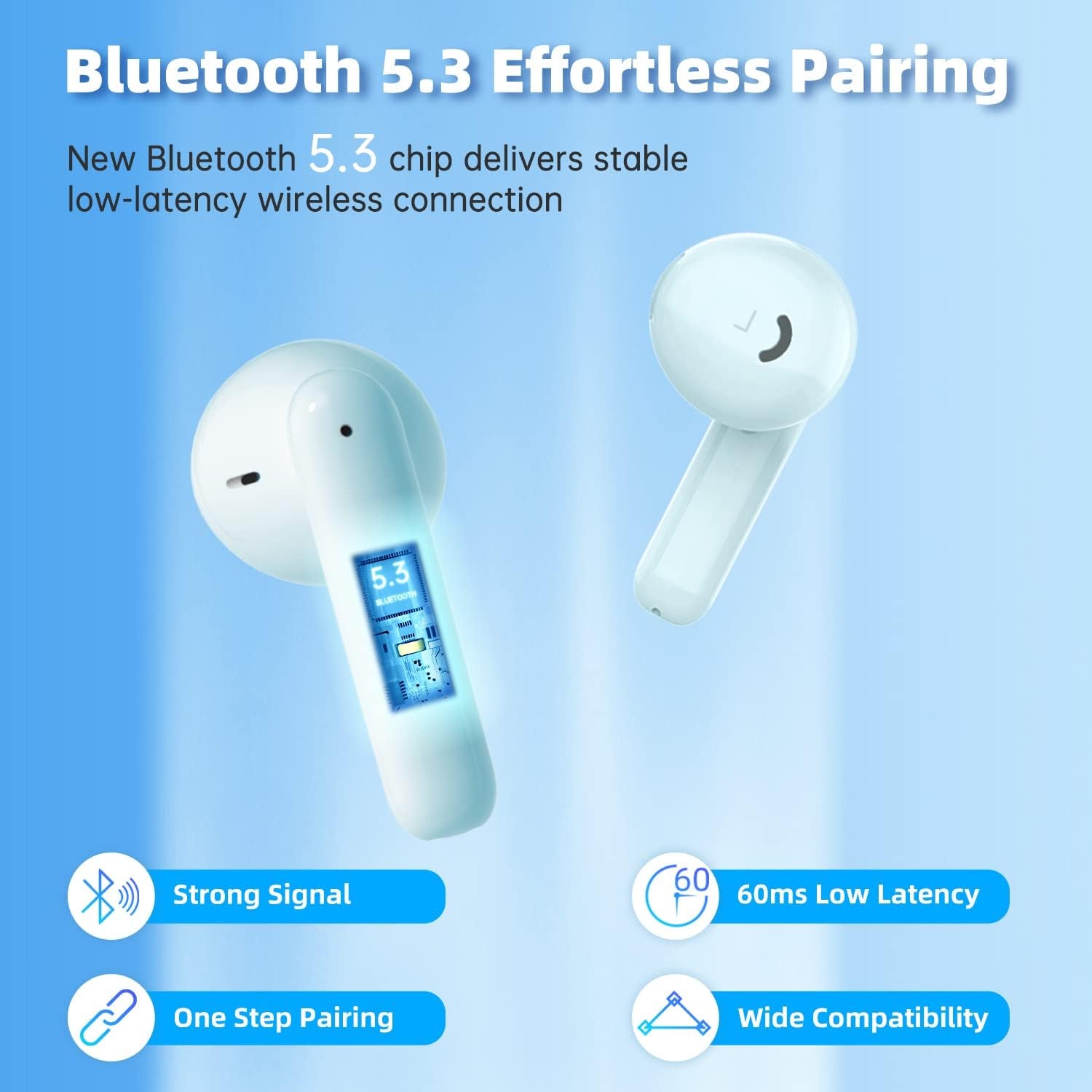 Wireless Earbud Bluetooth Earbuds Noise Cancelling with Charging Case IP55 Waterproof Stereo Sound Wireless Earphones in Ear Sport Earbuds Headphones for Workout Free Headset