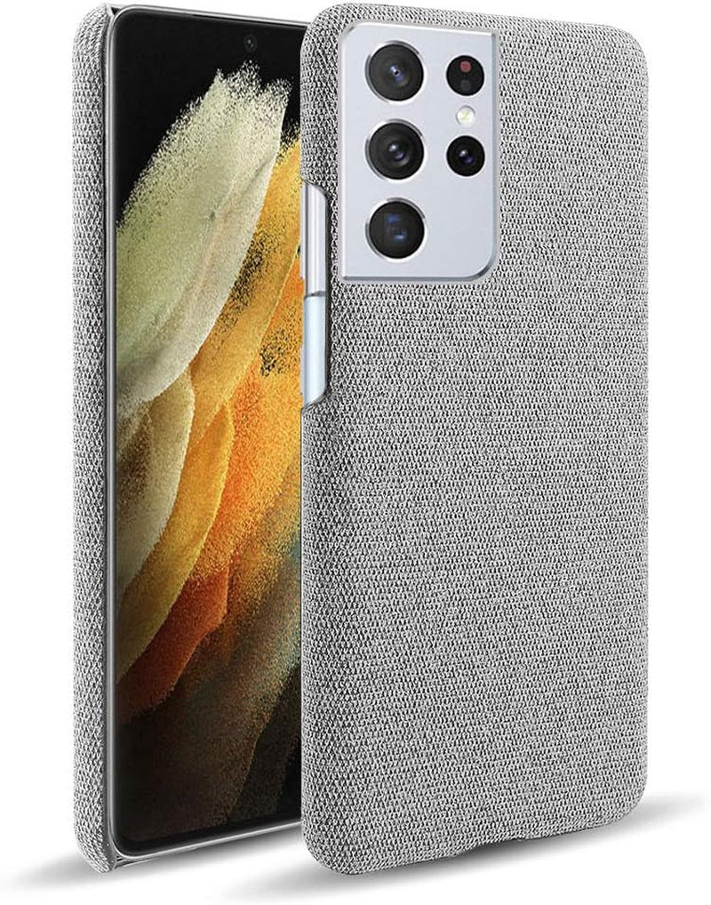 Case Compatible Samsung Galaxy S21S21 Plus5G Slim Cloth plus Plastic Shell Felt Fabric Bumper Protective Back Cover, S21 Ultra, Light Gray