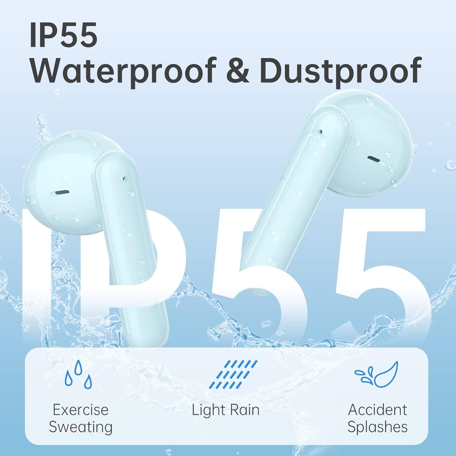 Wireless Earbud Bluetooth Earbuds Noise Cancelling with Charging Case IP55 Waterproof Stereo Sound Wireless Earphones in Ear Sport Earbuds Headphones for Workout Free Headset